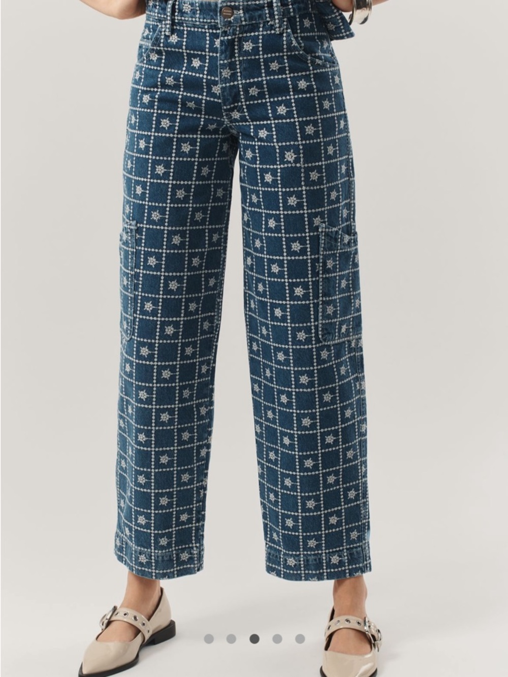 Damson Madder Drew Embroidered Cargo Jeans NWT | Size 4 | Blue - Picture 3 of 7